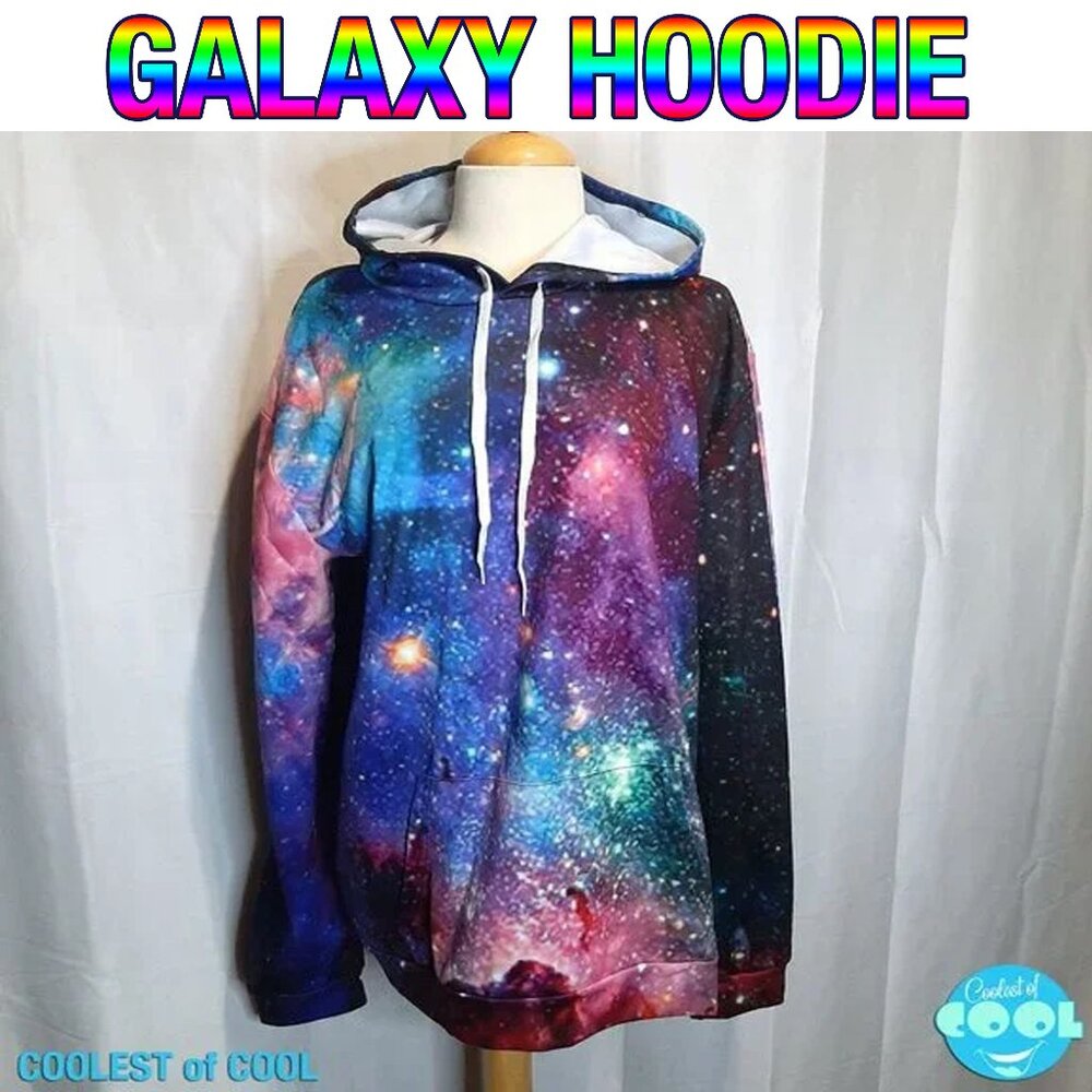 3D Galaxy hoodie all over print size XL unisex color stars rave EDM Dj club wear